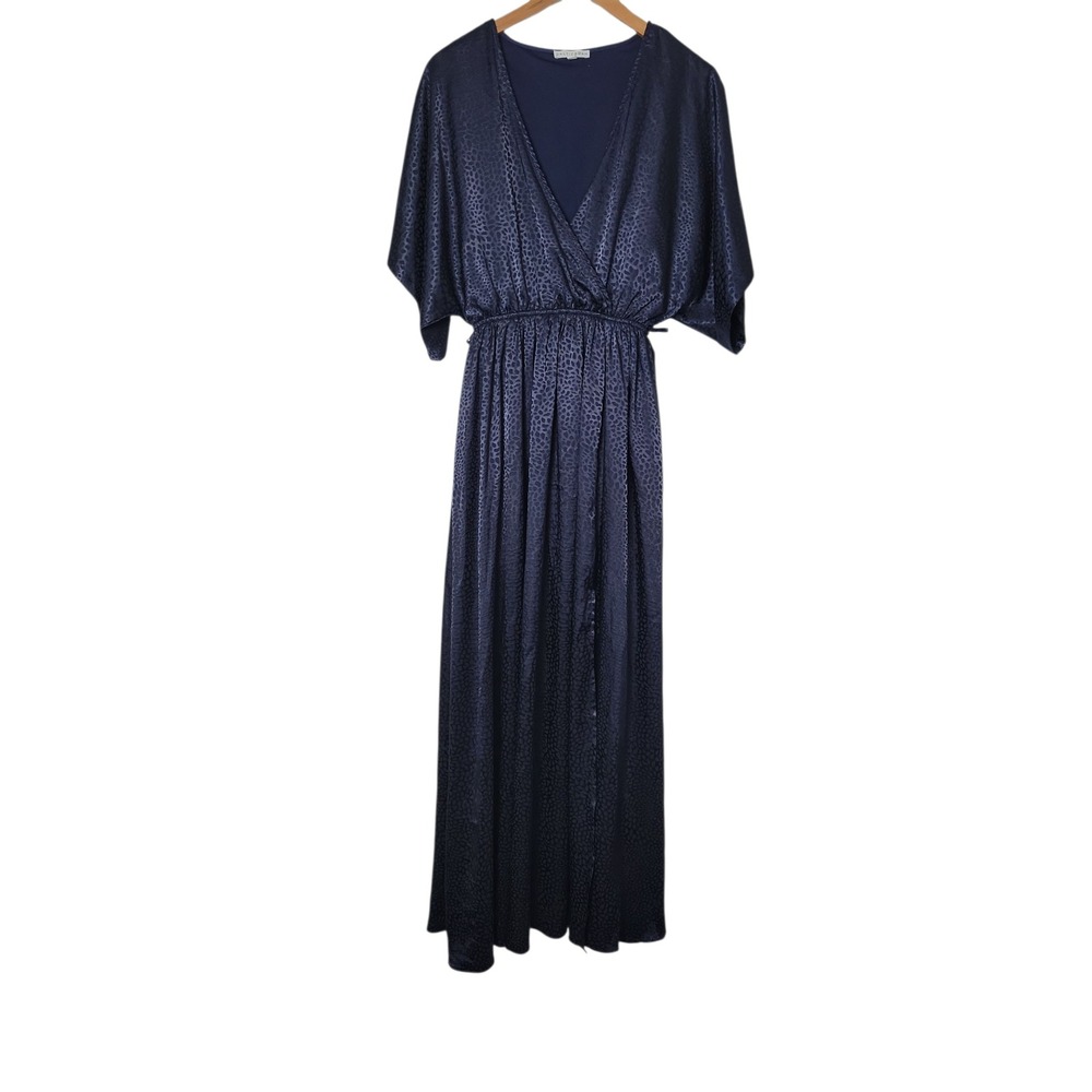 Baltic‎ Born Womens Savanna Kimono Maxi Dress S Navy Blue Flowy Elegant